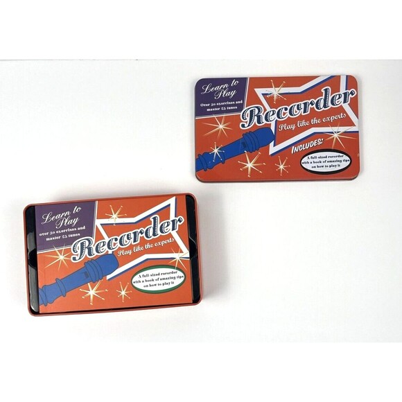 Learn To Play Recorder Book with Full Size Recorder  In Collectible Tin - Picture 4 of 11